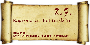 Kapronczai Felicián névjegykártya